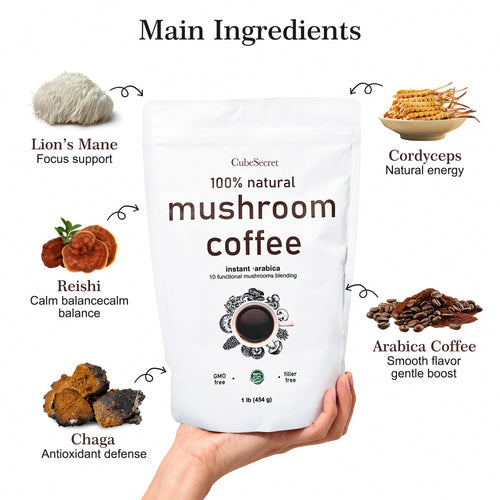 Functional Mushroom Coffee Powder - Focus & Energy Support (1 lb)