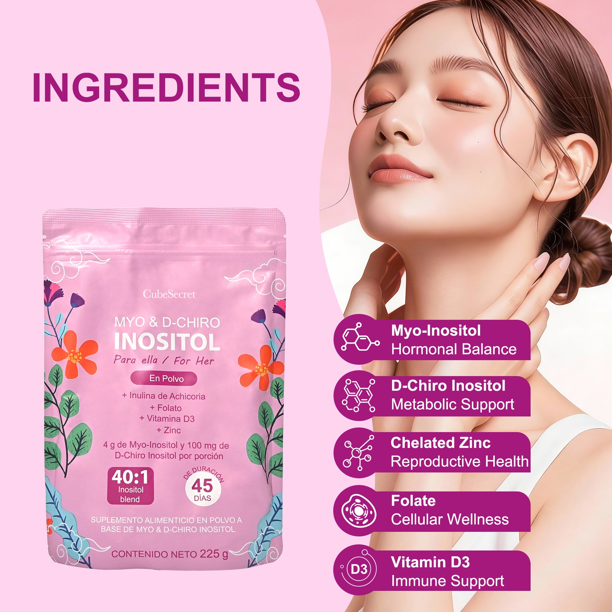 Myo & D-Chiro Inositol Powder - Hormonal & Metabolic Balance for Women (225g)